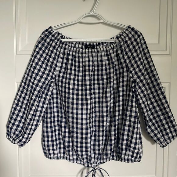 IMNYC Navy and White Gingham Top - Picture 1 of 6